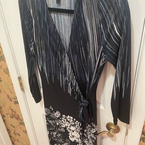Elegant Black and White Wrap Dress